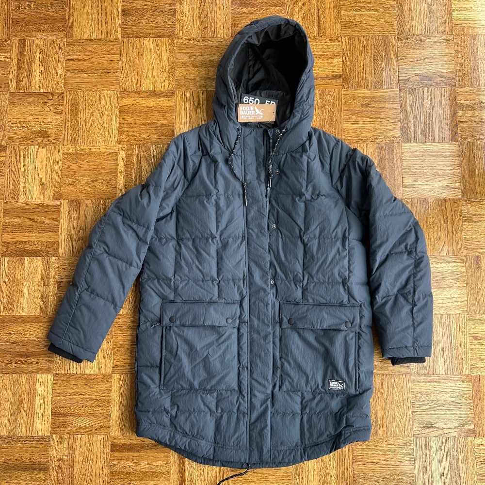 Eddie Bauer Women's Frostine Down Parka, size L, color Storm
